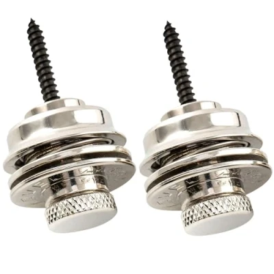 Abbildung von Musiclily Pro Stahl Heavy Duty Gitarre Strap Locks Buttons Security Gitarrengurt Knöpfe Schloss für E Akustik Klassische Bass, Nickel (2 Stück)