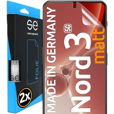 Abbildung von 2x se® 3D SCHUTZFOLIE Entspiegelt für OnePlus Nord 3 5G, Anti Glare, 100% Fingerabdruck &amp; FaceID kompatibel, einfache blasenfreie Installation, Matt, Stoß Kratzfest TPU Material, aus Deutschland