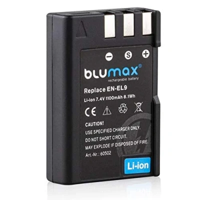Abbildung von Blumax Akku kompatibel mit Nikon EN EL9e/EN EL9a 1100mAh passend für D3000 D5000 D40 D40x D60