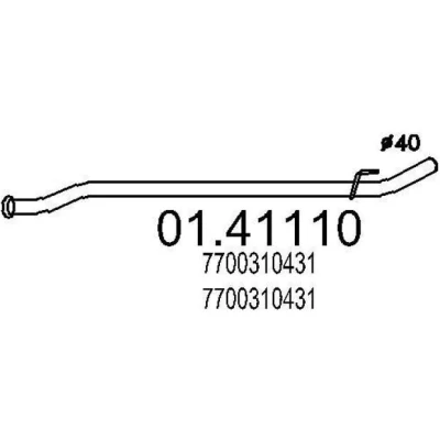 Abbildung von MTS 01.41110 Abgasrohr 1350 vorne für Mittelschalldämpfer RENAULT: Kangoo I Rapid,