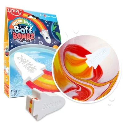 Abbildung von Große Raketen Badebombe von Zimpli Kids, erzeugt magisch Flammen Spezialeffekt, Geburtstagsgeschenke für Jungen und Mädchen ab 3 Jahren, sprudelndes Badespielzeug feuchtigkeitsspendende trockene