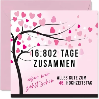 Abbildung von Stuff4 46. Hochzeitstag Karte Liebe 16802 Tage Zusammen 46 Jahrestag Geschenke für Mein Mann Ehemann Meine Frau Ehefrau, 145mm Lustig Glückwunschkarten