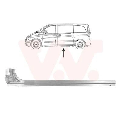Abbildung von VAN WEZEL 3081109 Schweller Reparaturblech links, seitlicher Einbau MERCEDES BENZ: Viano, Vito Mixto, Bus