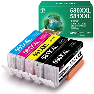 Abbildung von GREENSKY PGI 580 CLI 581 XXL Druckerpatronen Kompatible für Canon Multipack TR8550 TS6350 Pixma TS705 TS6150 TS6250 TR8500 TS8350 (5er Pack)