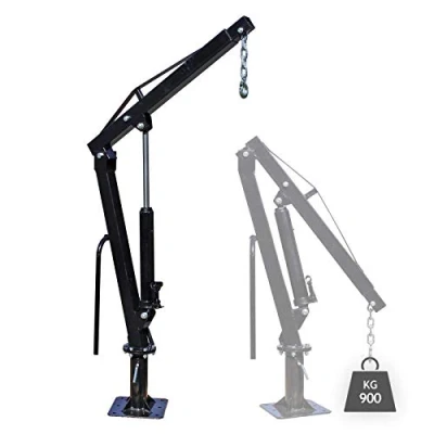 Abbildung von Wiltec Pickup Kran Ladekran 1800 mm Höhe, 900 kg Traglast und 360 Drehkranz, massiver Standfuß zur Bodenmontage, Werkstattkran