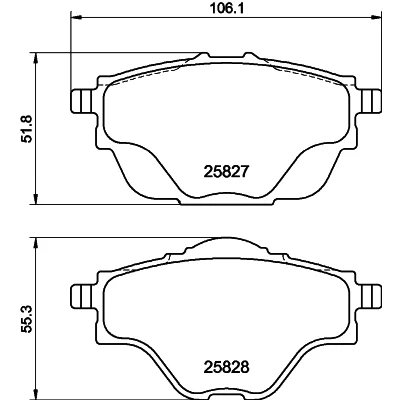 Abbildung von HELLA 8DB 355 021 001 Bremsbelagsatz nicht für Verschleißwarnanzeiger vorbereitet mit Bremssattelschrauben Zubehör PEUGEOT: 3008 II SUV, 308 SW 2