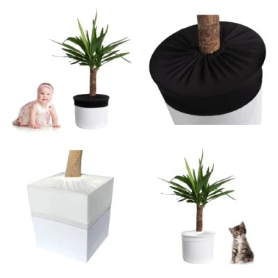 Abbildung von LYLANI Blumentopfschutz, innovatives Design, hochwertiger Stoff (Durchmesser: 50 52 cm, Wollweiß)