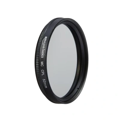 Abbildung von Amazon Basics 52 mm Circular Polarisations Schutzfilter für tiefere Farben, Reduzierung von Blendung und Reflexionen, Mehrfach beschichtet, schützt vor Staub, Schmutz Kratzern