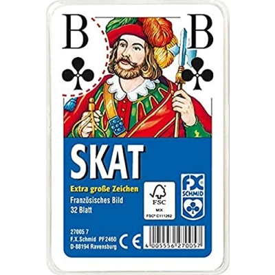 Abbildung von Ravensburger 27005 Skat, Französisches Bild mit großen Eckzeichen, 32 Karten in Klarsicht Box