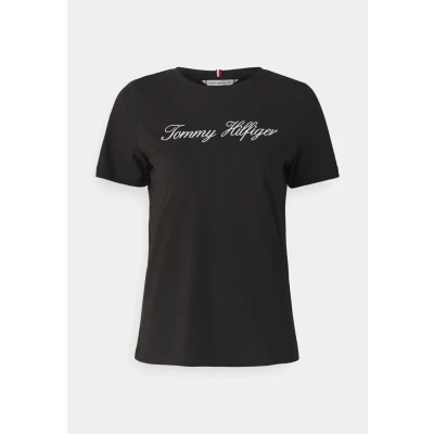 Abbildung von Tommy Hilfiger Script Regular Tshirt print, Damen, Größe: XXS, Black