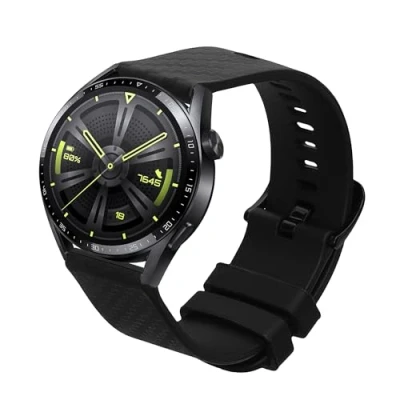 Abbildung von kwmobile Uhrenarmband Ersatzarmband für Huawei Watch GT3 Pro 46mm / Armband, Fitnesstracker Band aus Silikon Carbon Print Smartwatch