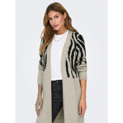 Abbildung von ONLY Onljade Zebra Cardigan Strickjacke, Damen, Größe: Large, Whitecap gray/pirate black