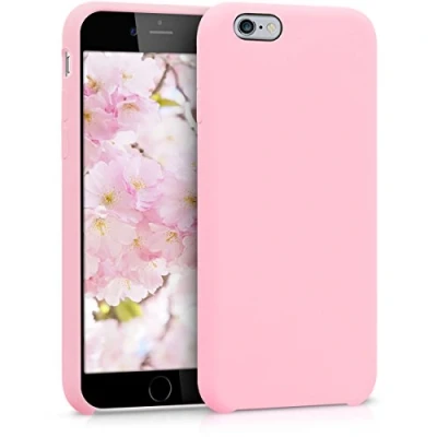 Abbildung von kwmobile Hülle kompatibel mit Apple iPhone 6 / 6S Silikon Handy Case Handyhülle weiche Oberfläche kabelloses Laden Hellrosa