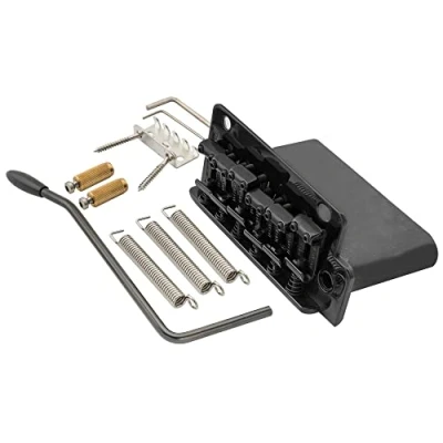 Abbildung von Wilkinson WV2 SB 54mm Strat Tremolo Steg Gitarre Bridge mit Vintage Stahl Saitenreiter Voller Solid Stahlblock für Import Strat/Japan Strat, Schwarz
