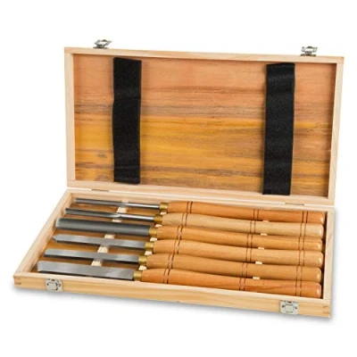 Abbildung von EBERTH Drechselmesser Set mit Holzkoffer, 6 Hochwertige HSS Drechseleisen, Schnellarbeitsstahl, TLG. Drechselbeitel den wichtigen Formen, Hochwertiger Drechselbeitelsatz Koffer