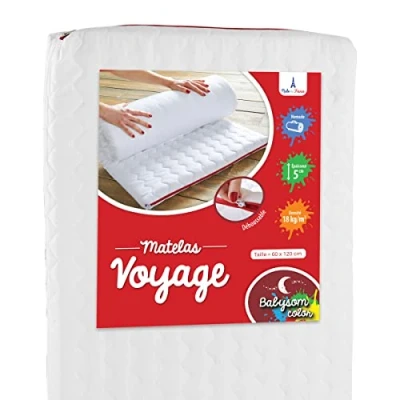 Abbildung von Babysom Reisebettmatratze Kindermatratze Babymatratze gerollt 60x120cm Atmungsaktiv Bezug abziehbar Luftdurchlässiger Kaltschaum