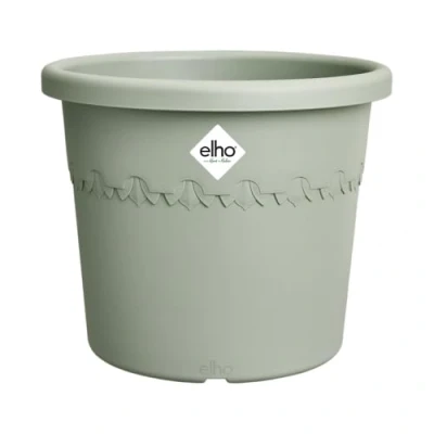 Abbildung von elho Algarve Cilindro Wheels 58cm Großer Blumentopf für den Außenbereich Pflanzgefäße 100% recycelter Kunststoff Grün/Thymian Grün