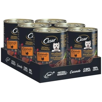 Abbildung von Cesar Natural Goodness Premium Hunde Nassfutter in der Dose Casserole Sauce mit Truthahn und Superfoods 6x400g