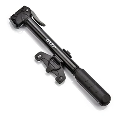 Abbildung von meteor Fahrrad Handpumpe tragbarer haltbarer Hochdruck Mini für MTB Kleine Luftpumpe Fahrradpumpe (Stream Schwarz)