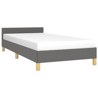 Abbildung von vidaXL Bettgestell mit Kopfteil Polsterbett Bett Bettrahmen Einzelbett Lattenrost Stoffbett Schlafzimmerbett Schlafzimmermöbel Dunkelgrau 90x190cm Stoff