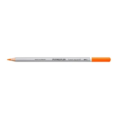 Abbildung von STAEDTLER aquarell Buntstifte karat aquarell, orange, wasservermalbare, weiche und farbintensive Mine, für unterschiedliche Trocken Nasstechniken, 6 Aquarellstifte im Kartonetui, 125 4