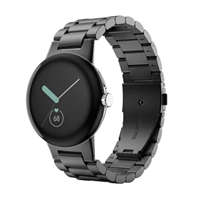 Abbildung von MoKo Metall Armband Kompatibel mit Google Pixel Watch 3 41mm/Pixel 2/Pixel Watch, Edelstahl Ersatzarmband Uhrenarmband für Damen Herren, Schwarz