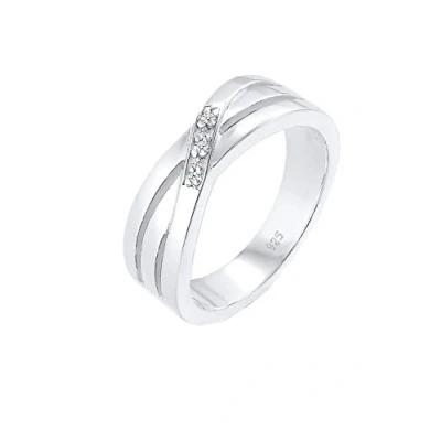 Abbildung von Elli DIAMONDS Ring Damen Cross Over Verlobung mit Diamant (0.015 ct.) in 925 Sterling Silber