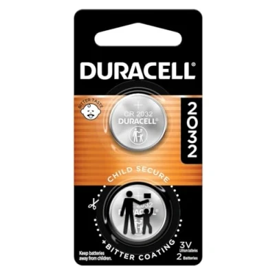 Abbildung von Duracell Lithium Knopfzelle CR2032, 3 V, Bitterbeschichtung, verhindert das Verschlucken, sichere Verpackung für Kinder, ideal Schlüsselanhänger, Fernbedienungen, kompatibel mit
