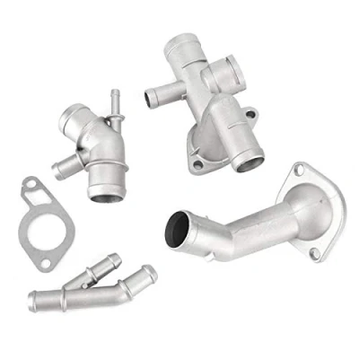Abbildung von Kühlmittelflansch Kit, 4 teilig/Satz Aluminium Motor Kühlmittelschlauch Flansch Kit Passend für Mk4 1.8T 2000 2001 2002 2003 2004 2005 06A121132A 06A121121F 06A121133J