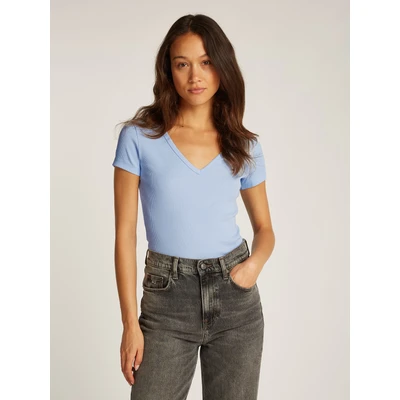 Abbildung von Tommy Jeans SLIM Essential Tshirt basic, Damen, Größe: 38, Sweet blue