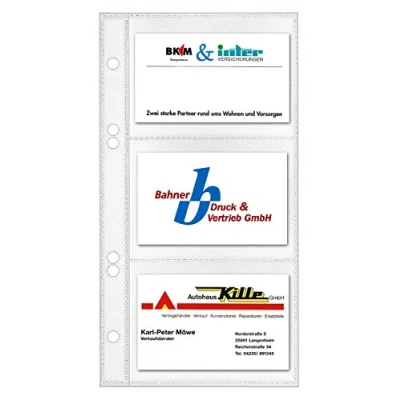 Abbildung von VELOFLEX 5352000 Visitenkartenhüllen 110 x 210 mm, für 6 Karten pro Hülle, transparent, 10er Packung