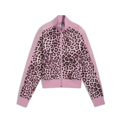 Abbildung von Puma T7 LEO LUXE Kurze Trainingsjacke Mit Allover Print Damen Animal Poised Pink/Ruby Shimmer Größe: M