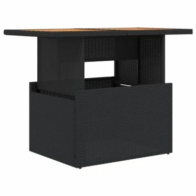 Abbildung von vidaXL Gartentisch Schwarz 100x55x73 cm Poly Rattan und nholz (1 St)