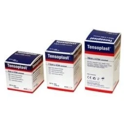 Abbildung von BSN Tensoplast Elastische Klebebinde, Weiche Kanten und poröses Klebematerial, Gelbe Mittellinie, Größe 4,5 m x 7,5 cm, 1 Stück