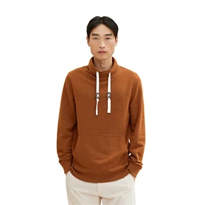 Abbildung von TOM TAILOR Herren Sweatshirt mit Schalkragen 1032999, 30401 Equestrian Brown Snow Melange, M