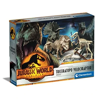 Abbildung von Clementoni® Experimentierkasten Jurassic World 3 Ausgrabungs Set Triceratops &amp; Velociraptor