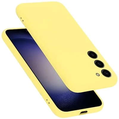 Abbildung von Cadorabo Hülle kompatibel mit Samsung Galaxy S23 Silikon Handyhülle für Case aus flüssigem kratzfeste und stoßfeste dünne TPU Schutzhülle LIQUID GELB