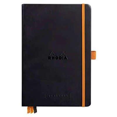 Abbildung von Rhodia 118772C GoalBook (DIN A5, 14,8 x 21 cm, 120 Blatt, dot Lineatur, 90 g, elegant und praktisch) 1 Stück Schwarz