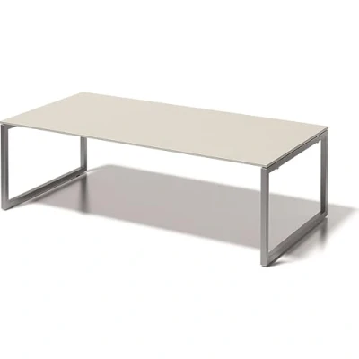 Abbildung von BISLEY Cito Chefarbeitsplatz/Konferenztisch, 740 mm höhenfixes O Gestell, Metall, Gw355 Dekor Grauweiß, Gestell Silber, 120 x 240 74 cm