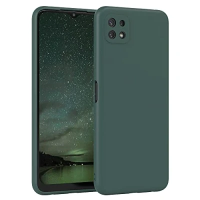 Abbildung von EAZY Case Silikonhülle für Samsung Galaxy A22 5G Hülle Silikon Grün weich stoßfeste Handyhülle Schutzhülle mit Kameraschutz Dünn Premium Schutz Cover TPU Phone Bumper in Piniengrün