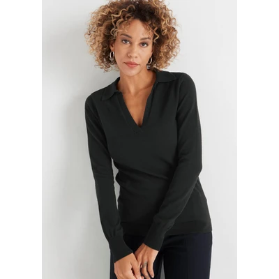 Abbildung von HECHTER PARIS Polokragenpullover mit elegantem V Ausschnitt