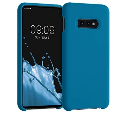 Abbildung von kwmobile Hülle kompatibel mit Samsung Galaxy S10e Silikon Handy Case Handyhülle weiche Oberfläche kabelloses Laden Karibikblau