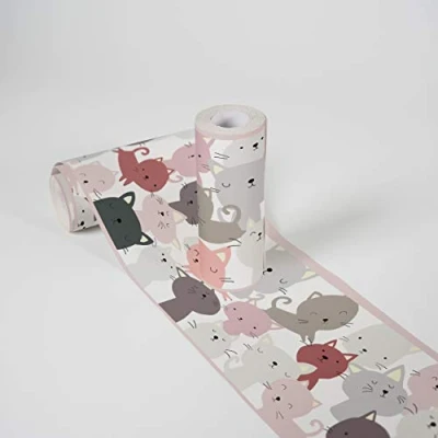 Abbildung von A.S. Création Bordüre &quot;Little Cats&quot;, Tapete Kinderzimmer Rosa Grau Weiß