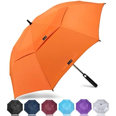 Abbildung von ZOMAKE Regenschirm Sturmfest Groß,XL Golf Umbrella Stockschirm mit Auf Zu Automatik für Herren Damen Travel Schirm Tragegurt(Orange)