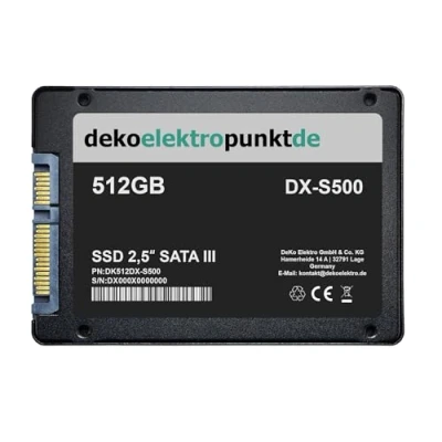Abbildung von dekoelektropunktde 512GB SSD Festplatte passend für ASUS Prime B450M K II Mainboard, Alternatives Ersatzteil 2,5&quot; Zoll SATA3