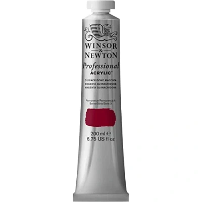 Abbildung von Winsor &amp; Newton 2337545 Professional Acrylfarbe in Künstlerqualität, hohe Farbbrillanz Deckkraft, Archivqualität, 200ml Tube Quinacridone Magenta