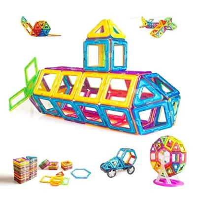 Abbildung von CONDIS Magnetische Bausteine 95 Teile, Magnetspielzeug Magneten Fuer Kinder Magnetbausteine Set Spielzeug Magnetspiele für Geschenk ab 3 4 5 6 7 8 Jahre Junge Mädchen Bauklötze Bausatz