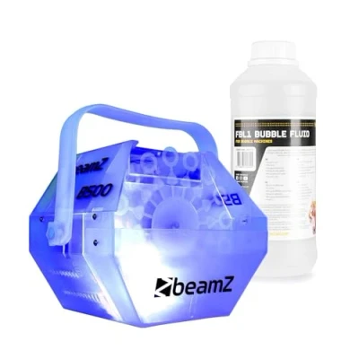 Abbildung von BeamZ B500LED Automatische Seifenblasenmaschine mit LED inkl. 1L Seifenblasenflüssigkeit, Seifenblasen Maschine, 9000 Blasen pro Minute, 25 Watt, Bubble Machine