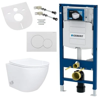 Abbildung von Geberit Tiefspül WC AL55800 SET, Spülrandloses Wand Hänge Set Vorwandelement Taharet
