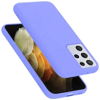 Abbildung von Cadorabo Hülle kompatibel mit Samsung Galaxy S21 Ultra Silikon Handyhülle für Case aus flüssigem Silikon, Kratzfeste Schutzhülle Liquid HELL LILA